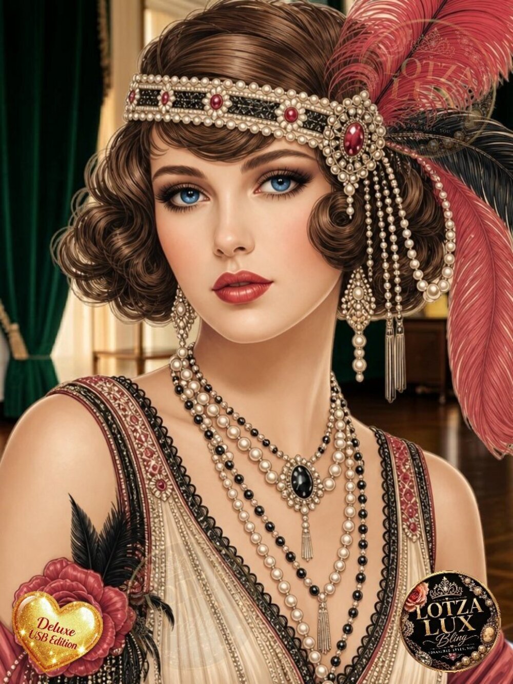 Artwork Roaring 1920's Vintage Glamour Portrait With 64GB US #3 by LotzaLuxBling